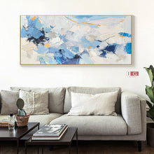 Load image into Gallery viewer, Blue And White Texture Painting Original Abstract Painting Qp056