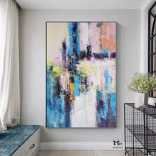 Load image into Gallery viewer, Colorful Abstract Painting Pink And Blue Canvas Painting Ap114