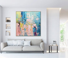 Load image into Gallery viewer, Colorful Painting On Canvas Pink Blue Painting Wall Decor Ap105