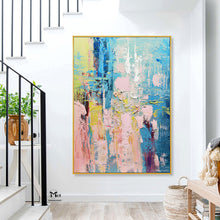 Load image into Gallery viewer, Colorful Painting On Canvas Pink Blue Painting Wall Decor Ap105