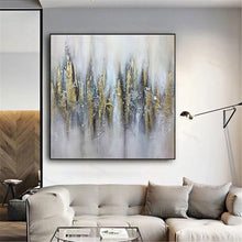 Load image into Gallery viewer, Large Canvas Wall Art for Sale Gold Leaf Abstract Painting Gray Canvas Wall Art Gp055