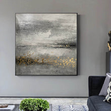 Load image into Gallery viewer, Black Gray Gold Abstract Painting Original Art Op096