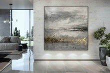 Load image into Gallery viewer, Black Gray Gold Abstract Painting Original Art Op096