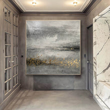 Load image into Gallery viewer, Black Gray Gold Abstract Painting Original Art Op096