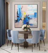 Load image into Gallery viewer, Colorful Painting Pink and Blue Painting Bright Color Textured Acrylic Painting Kp015