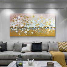 Load image into Gallery viewer, Gold And Silver Handmade Acrylic Canvas Texture Abstract Art Gp051
