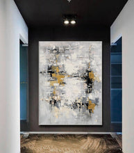 Load image into Gallery viewer, Grey Gold Abstract Painting Extra Large Wall Art For Living Room Np017
