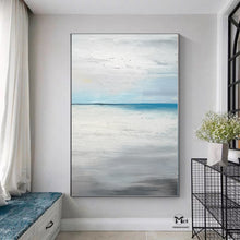 Load image into Gallery viewer, Beach Painting on Canvas Blue Ocean Painting Bedroom Ap103