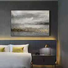 Load image into Gallery viewer, Black Gray Gold Modern Wall Art Abstract Painting Yp003