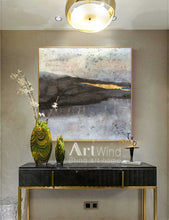 Load image into Gallery viewer, Large Gray Painting Gold Abstract Canvas Art Gold Leaf Painting Home Decor Dp043