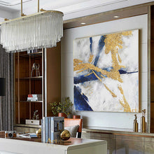 Load image into Gallery viewer, Original Abstract Gold Painting Minimalist Navy Blue Painting For Office Dp037