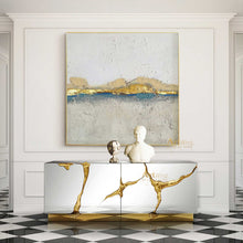 Load image into Gallery viewer, GOLD White and Gray Canvas Art Modern Painting Gold Leaf Art Dp076