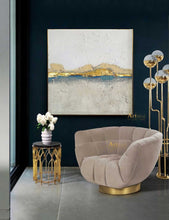 Load image into Gallery viewer, GOLD White and Gray Canvas Art Modern Painting Gold Leaf Art Dp076