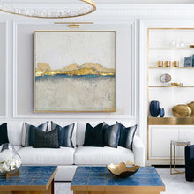 Load image into Gallery viewer, GOLD White and Gray Canvas Art Modern Painting Gold Leaf Art Dp076