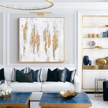 Load image into Gallery viewer, Gold Leaf Art Abstract Canvas Painting White And Gold Office Wall Art Dp049