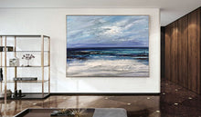 Load image into Gallery viewer, Large Blue Sea Abstract Art Dark Blue Ocean Abstract Painting Np048