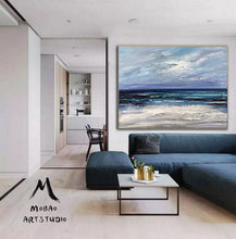 Load image into Gallery viewer, Large Blue Sea Abstract Art Dark Blue Ocean Abstract Painting Np048
