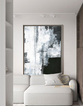 Load image into Gallery viewer, Oversize Silvery Abstract Painting Black And White Art Ap039