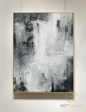 Load image into Gallery viewer, Black White Landscape Wall Art Handmade Abstract Painting Ap017