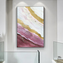 Load image into Gallery viewer, Gold Leaf Painting Pink and Purple Acrylic Painting For Living Room Ap102