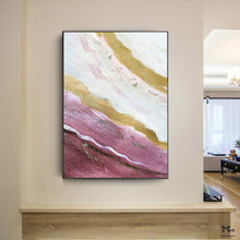Load image into Gallery viewer, Gold Leaf Painting Pink and Purple Acrylic Painting For Living Room Ap102