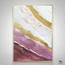 Load image into Gallery viewer, Gold Leaf Painting Pink and Purple Acrylic Painting For Living Room Ap102