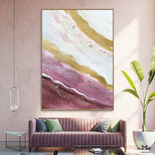 Load image into Gallery viewer, Gold Leaf Painting Pink and Purple Acrylic Painting For Living Room Ap102