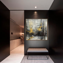 Load image into Gallery viewer, Black And White Painting Oversized Gold Leaf Paintings For Living Room Office Ap075