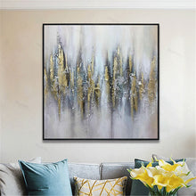 Load image into Gallery viewer, Large Canvas Wall Art for Sale Gold Leaf Abstract Painting Gray Canvas Wall Art Gp055