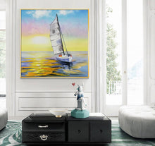 Load image into Gallery viewer, Sailing Boat Landscape Painting on Canvas Original Nautical Painting Cp026