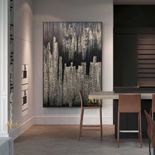 Load image into Gallery viewer, Gold Art Modern Abstract Art Black Painting on Canvas Huge Gold Painting Dp036