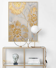 Load image into Gallery viewer, Gold Flowers Art Beige Painting Gold Leaf Painting Modern Wall Art Dp045