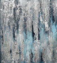 Load image into Gallery viewer, Extra Large Textured panoramic Silver Leaf White Abstract Painting Ap044