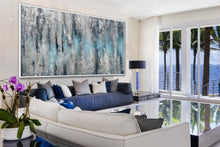 Load image into Gallery viewer, Extra Large Textured panoramic Silver Leaf White Abstract Painting Ap044