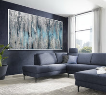 Load image into Gallery viewer, Extra Large Textured panoramic Silver Leaf White Abstract Painting Ap044