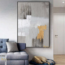 Load image into Gallery viewer, Grey And Gold Art White Painting Modern Wall Art Original Artwork Bedroom Decor Dp040