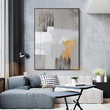 Load image into Gallery viewer, Grey And Gold Art White Painting Modern Wall Art Original Artwork Bedroom Decor Dp040