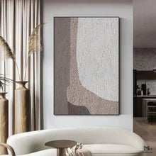 Load image into Gallery viewer, Beige And Gray Abstract Painting Geometric Art Ap126