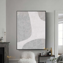 Load image into Gallery viewer, Gray And White Art Minimalist Painting Textured Acrylic Canvas Art Dp056