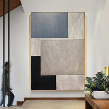 Load image into Gallery viewer, Black Blue Gray Abstract Painting on Canvas Contemporary Art Op090