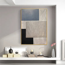 Load image into Gallery viewer, Black Blue Gray Abstract Painting on Canvas Contemporary Art Op090