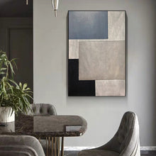 Load image into Gallery viewer, Black Blue Gray Abstract Painting on Canvas Contemporary Art Op090