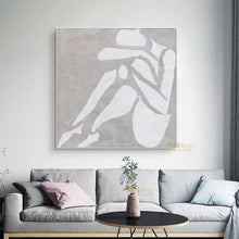Load image into Gallery viewer, Nude Art Gray And White Art Abstract Painting Dp058
