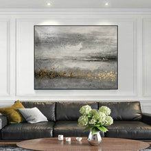 Load image into Gallery viewer, Black Gray Gold Modern Wall Art Abstract Painting Yp003