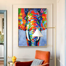 Load image into Gallery viewer, Bright Elephant Painting Colorful Abstract Art Modern Decor DP052