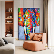 Load image into Gallery viewer, Bright Elephant Painting Colorful Abstract Art Modern Decor DP052