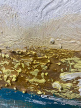 Load image into Gallery viewer, Gold and Grey Wall Art Blue Art White Canvas Painting Original Artwork Dp038