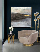 Load image into Gallery viewer, Large Gray Painting Gold Abstract Canvas Art Gold Leaf Painting Home Decor Dp043