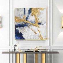 Load image into Gallery viewer, Original Abstract Gold Painting Minimalist Navy Blue Painting For Office Dp037