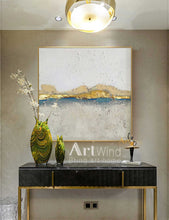 Load image into Gallery viewer, GOLD White and Gray Canvas Art Modern Painting Gold Leaf Art Dp076